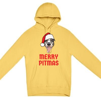 Christmas Pitbull Merry Pitmas Funny Pitbull Christmas Gift Premium Pullover Hoodie