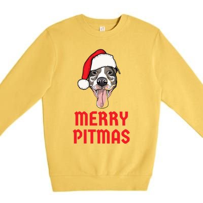 Christmas Pitbull Merry Pitmas Funny Pitbull Christmas Gift Premium Crewneck Sweatshirt