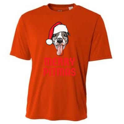 Christmas Pitbull Merry Pitmas Funny Pitbull Christmas Gift Cooling Performance Crew T-Shirt