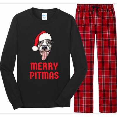 Christmas Pitbull Merry Pitmas Funny Pitbull Christmas Gift Long Sleeve Pajama Set