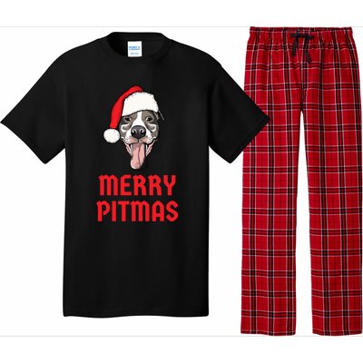 Christmas Pitbull Merry Pitmas Funny Pitbull Christmas Gift Pajama Set