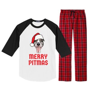 Christmas Pitbull Merry Pitmas Funny Pitbull Christmas Gift Raglan Sleeve Pajama Set