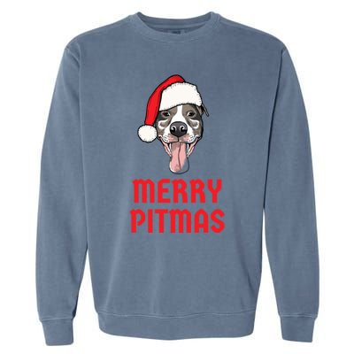 Christmas Pitbull Merry Pitmas Funny Pitbull Christmas Gift Garment-Dyed Sweatshirt