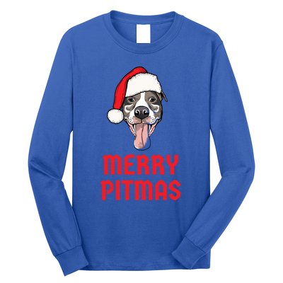 Christmas Pitbull Merry Pitmas Funny Pitbull Christmas Gift Long Sleeve Shirt