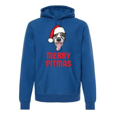 Christmas Pitbull Merry Pitmas Funny Pitbull Christmas Gift Premium Hoodie