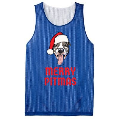 Christmas Pitbull Merry Pitmas Funny Pitbull Christmas Gift Mesh Reversible Basketball Jersey Tank