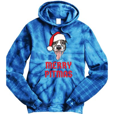 Christmas Pitbull Merry Pitmas Funny Pitbull Christmas Gift Tie Dye Hoodie