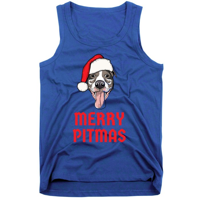 Christmas Pitbull Merry Pitmas Funny Pitbull Christmas Gift Tank Top