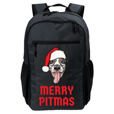 Christmas Pitbull Merry Pitmas Funny Pitbull Christmas Gift Daily Commute Backpack