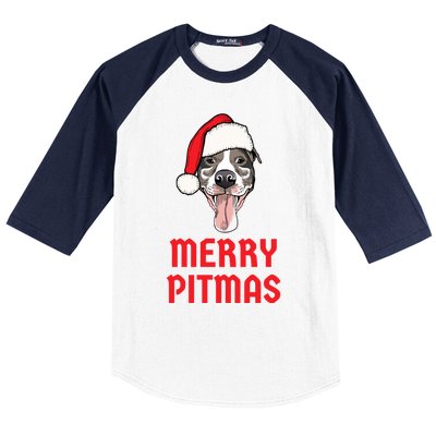 Christmas Pitbull Merry Pitmas Funny Pitbull Christmas Gift Baseball Sleeve Shirt