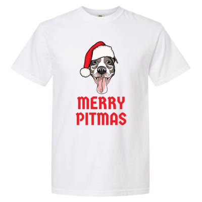 Christmas Pitbull Merry Pitmas Funny Pitbull Christmas Gift Garment-Dyed Heavyweight T-Shirt