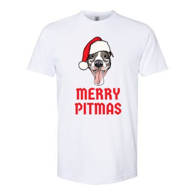 Christmas Pitbull Merry Pitmas Funny Pitbull Christmas Gift Softstyle CVC T-Shirt