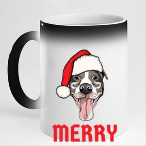 Christmas Pitbull Merry Pitmas Funny Pitbull Christmas Funny Gift 11oz Black Color Changing Mug