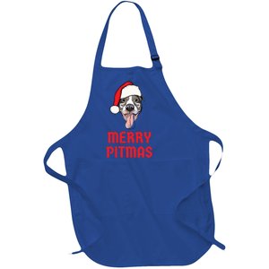 Christmas Pitbull Merry Pitmas Funny Pitbull Christmas Funny Gift Full-Length Apron With Pockets