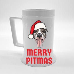 Christmas Pitbull Merry Pitmas Funny Pitbull Christmas Funny Gift Beer Stein