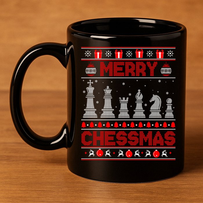Chess Player Merry Chessmas Christmas Ugly Sweater Great Gift 11oz C Handle Ceramic Mug