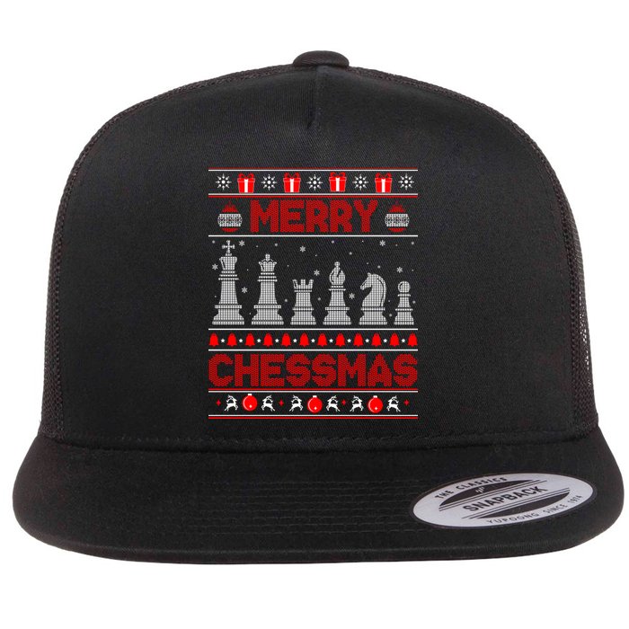 Chess Player Merry Chessmas Christmas Ugly Sweater Great Gift Flat Bill Trucker Hat