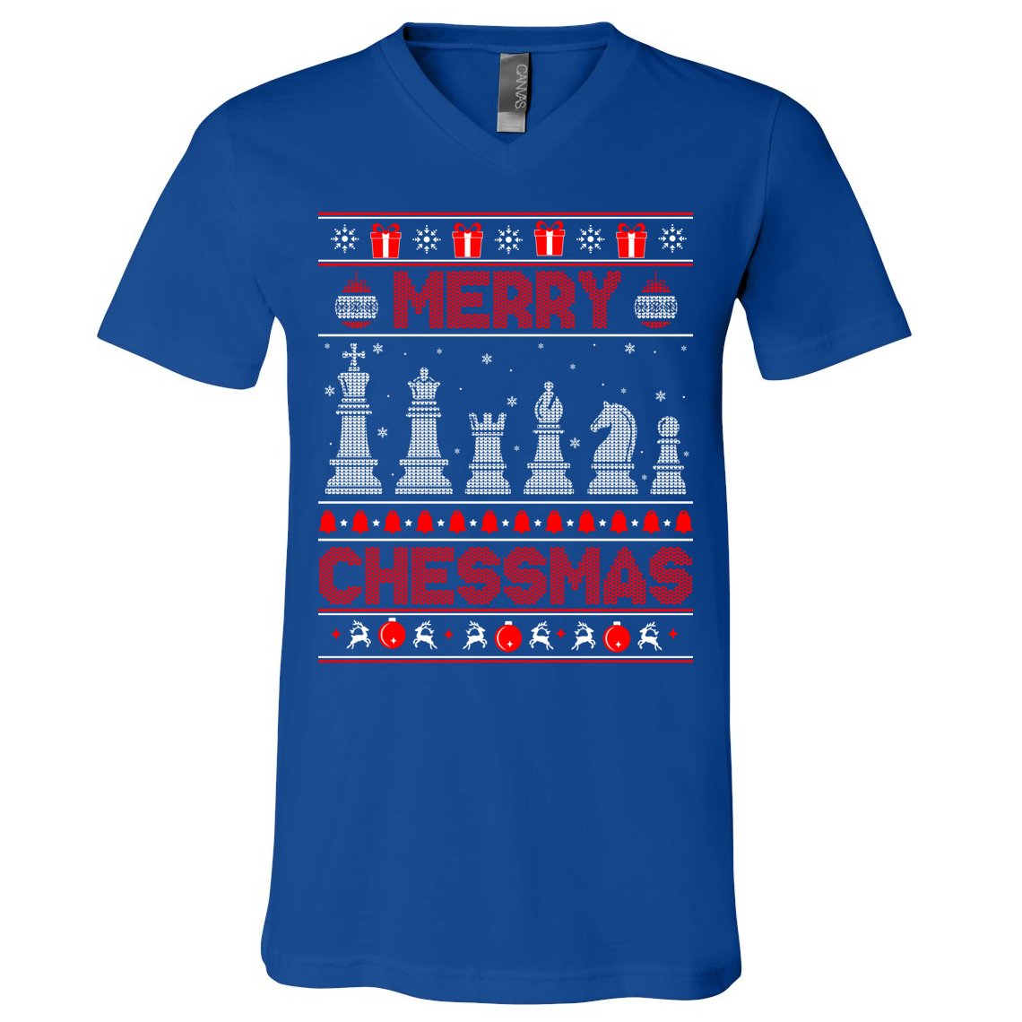 Chess Player Merry Chessmas Christmas Ugly Sweater Great Gift V-Neck T-Shirt