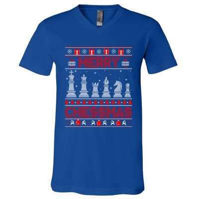 Chess Player Merry Chessmas Christmas Ugly Sweater Great Gift V-Neck T-Shirt