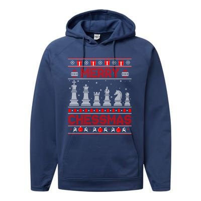 Chess Player Merry Chessmas Christmas Ugly Sweater Great Gift Performance Fleece Hoodie