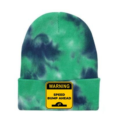 Cute Pregnant Mom Funny Warning Speed Bump Ahead Sign Tie Dye 12in Knit Beanie