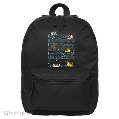 Cat Playing Music Note Kitty Cute Musician Kitten Pet 16 in Basic Backpack