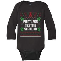 Christmas Pointless Meeting Survivor Ugly Office Baby Long Sleeve Bodysuit