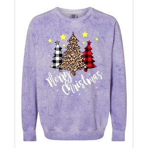 Christmas Pajamas Matching Xmas Merry Christmas Tree Leopad Gift Colorblast Crewneck Sweatshirt