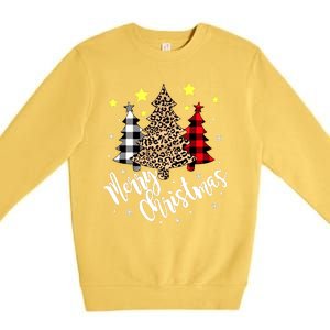 Christmas Pajamas Matching Xmas Merry Christmas Tree Leopad Gift Premium Crewneck Sweatshirt