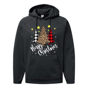 Christmas Pajamas Matching Xmas Merry Christmas Tree Leopad Gift Performance Fleece Hoodie