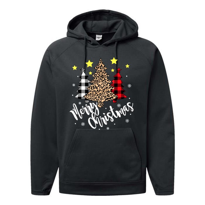 Christmas Pajamas Matching Xmas Merry Christmas Tree Leopad Gift Performance Fleece Hoodie