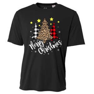 Christmas Pajamas Matching Xmas Merry Christmas Tree Leopad Gift Cooling Performance Crew T-Shirt