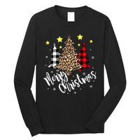 Christmas Pajamas Matching Xmas Merry Christmas Tree Leopad Gift Long Sleeve Shirt