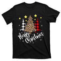 Christmas Pajamas Matching Xmas Merry Christmas Tree Leopad Gift T-Shirt