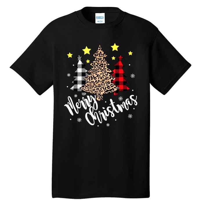 Christmas Pajamas Matching Xmas Merry Christmas Tree Leopad Gift Tall T-Shirt