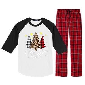 Christmas Pajamas Matching Xmas Merry Christmas Tree Leopad Gift Raglan Sleeve Pajama Set