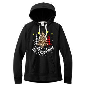 Christmas Pajamas Matching Xmas Merry Christmas Tree Leopad Gift Women's Fleece Hoodie