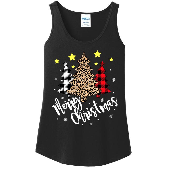 Christmas Pajamas Matching Xmas Merry Christmas Tree Leopad Gift Ladies Essential Tank