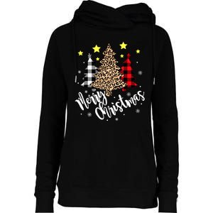 Christmas Pajamas Matching Xmas Merry Christmas Tree Leopad Gift Womens Funnel Neck Pullover Hood