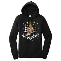 Christmas Pajamas Matching Xmas Merry Christmas Tree Leopad Gift Women's Pullover Hoodie