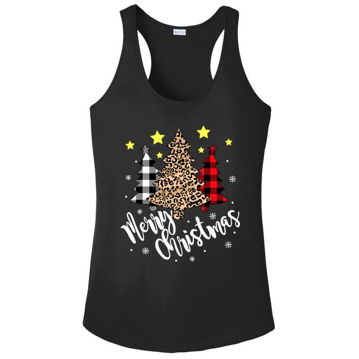 Christmas Pajamas Matching Xmas Merry Christmas Tree Leopad Gift Ladies PosiCharge Competitor Racerback Tank