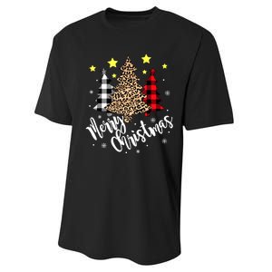 Christmas Pajamas Matching Xmas Merry Christmas Tree Leopad Gift Performance Sprint T-Shirt