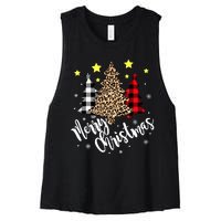 Christmas Pajamas Matching Xmas Merry Christmas Tree Leopad Gift Women's Racerback Cropped Tank