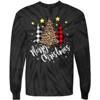 Christmas Pajamas Matching Xmas Merry Christmas Tree Leopad Gift Tie-Dye Long Sleeve Shirt