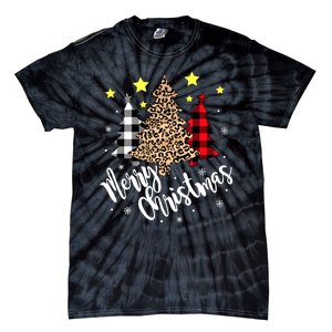 Christmas Pajamas Matching Xmas Merry Christmas Tree Leopad Gift Tie-Dye T-Shirt