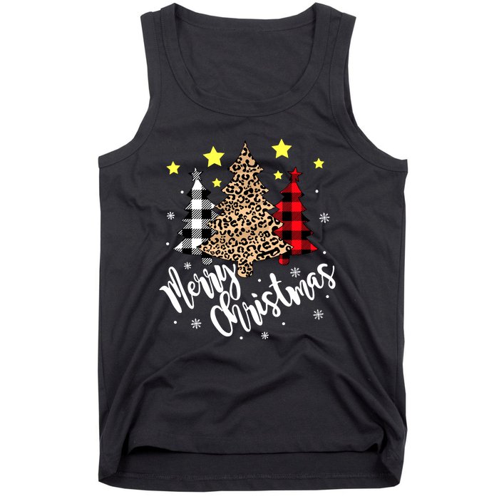 Christmas Pajamas Matching Xmas Merry Christmas Tree Leopad Gift Tank Top