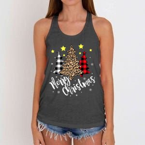 Christmas Pajamas Matching Xmas Merry Christmas Tree Leopad Gift Women's Knotted Racerback Tank