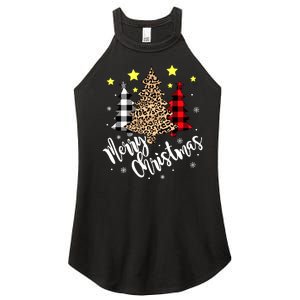 Christmas Pajamas Matching Xmas Merry Christmas Tree Leopad Gift Women's Perfect Tri Rocker Tank