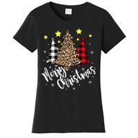 Christmas Pajamas Matching Xmas Merry Christmas Tree Leopad Gift Women's T-Shirt