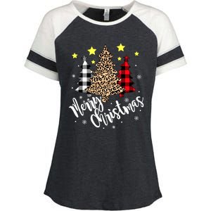 Christmas Pajamas Matching Xmas Merry Christmas Tree Leopad Gift Enza Ladies Jersey Colorblock Tee